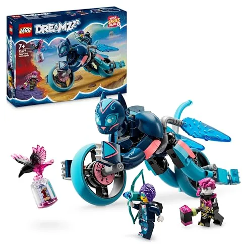 LEGO DREAMZzz 2 in 1 La Moto-Gatto di Zoey, Veicolo Giocattolo da Costruire in 2 Modi, Giochi Fantasy per Bambini e Bambine con Animale Snodabile e 2 Minifigure, Regalo Creativo di Compleanno 71479