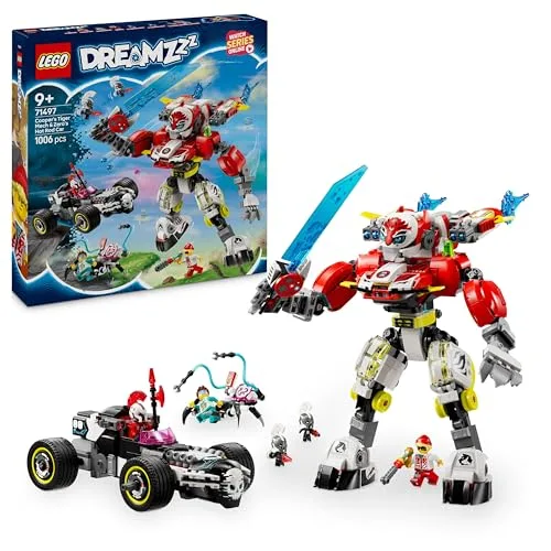 LEGO DREAMZzz Mech Tigre di Cooper e Bolide di Zero, Gioco di Ruolo per Bambini e Bambine da 9 Anni con Veicoli Trasformabili come Robot e Macchina Giocattolo, Idea Regalo di Compleanno 71497
