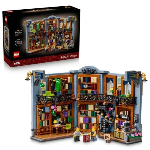 LEGO Icons Libreria: Book Nook - Kit di Modellismo 3D con Reggilibri da Mensola Decorativo per Adulti - Include 2 Minifigure e Accessori - Decorazione per Casa o Ufficio - Idea Regalo Fai da Te 11379