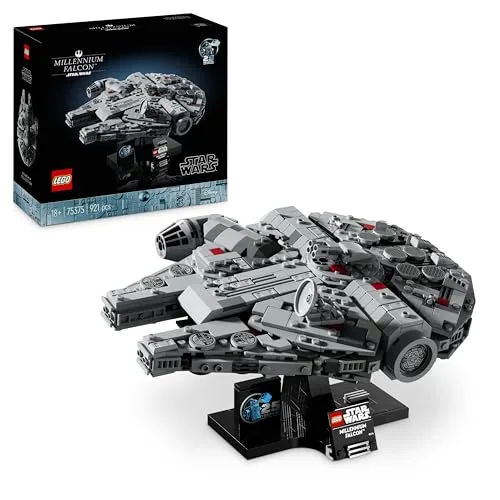 LEGO Star Wars 75375 Millennium Falcon - Set da Costruire con Astronave da Collezione per Adulti - Include Espositore e Targhetta - Decorazione da Scrivania - Regalo per i Fan di Una Nuova Speranza
