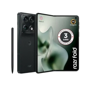 motorola razr fold con 3 anni di garanzia (16/512GB, tripla camera 50MP, Display interno 8.1" esterno 6.6" pOLED 165Hz, Snapdragon® 8 Gen 5, 6000mAh, TurboPower 80W, Android 16) PANTONE Blackened Blue