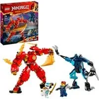 NINJAGO 71808 Mech Elemento Fuoco di Kai, Giochi per Bambini di 7+ Anni con 2 Action Figure da Costruire e 4 Minifigure, Giochi di costruzione