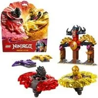 NINJAGO 71826 Battle Pack Draghi dello Spinjitzu - 2 Trottole Giocattolo, Tempio e 2 Minifigure, Giochi per Bambini 6+, Giochi di costruzione
