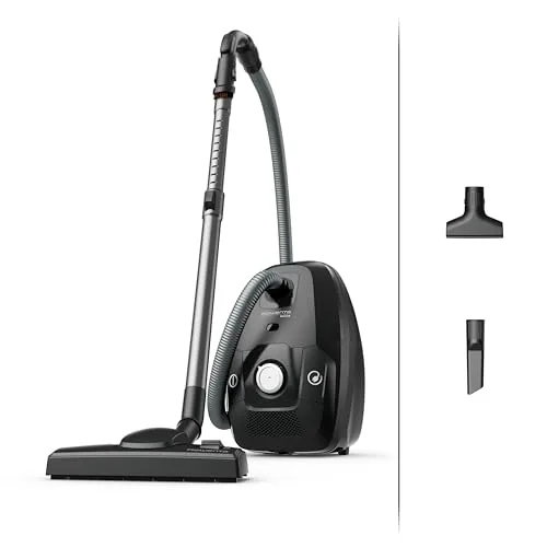 Rowenta Green Force Max Silence RO6136 - Aspirapolvere con sacchetto, 900 Watt, sacchetto da 4,5 l, filtro HEPA 99,98%, raggio d'azione 12 m, design compatto, accessori inclusi, colore: nero